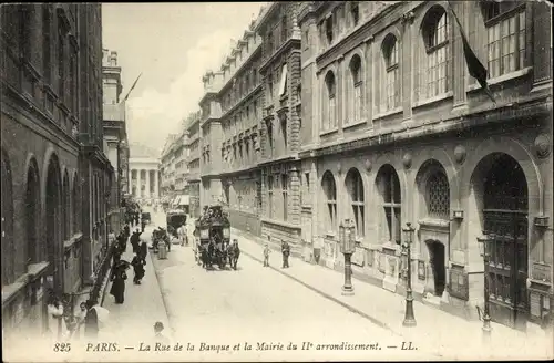 Ak Paris II. Arrondissement Bourse, Rue de la Banque, Rathaus des 2. Arrondissement