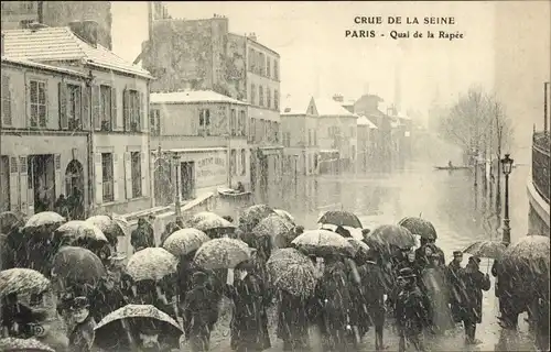 Postkarte Paris XII Reuilly, Quai de la Rapée, Die Seine-Überschwemmung von 1910