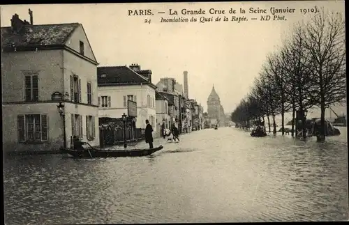 Postkarte Paris XII Reuilly, Quai de la Rapée, Die Seine-Überschwemmung von 1910