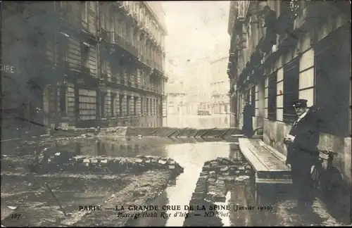 Postkarte Paris VIII, Rue de l'Isly, Die große Seine-Flut Januar 1910