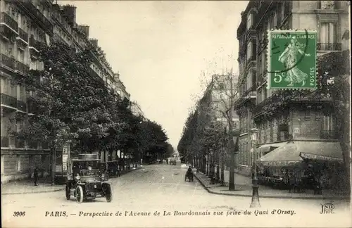 Ak Paris VII, Quai d'Orsay, Avenue de la Bourdonnais