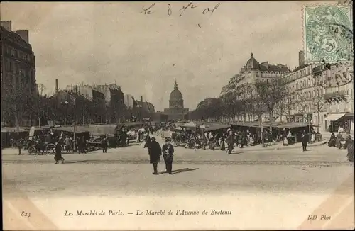 Ak Paris VII, Avenue de Breteuil, Markt