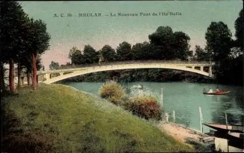 Ak Meulan und Yvelines, Die neue Brücke der Ile Belle