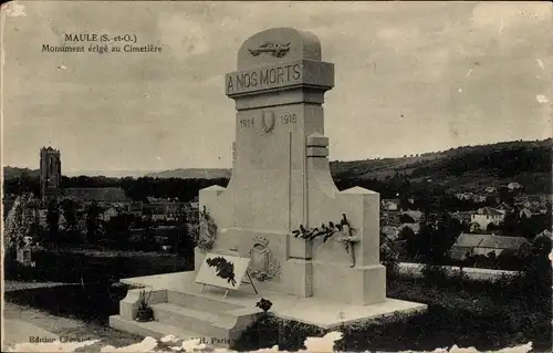 Ak Maule Yvelines, Denkmal auf dem Friedhof errichtet