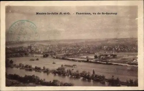 Ak Mantes la Jolie Yvelines, Panorama, von Saint-Sauveur aus gesehen