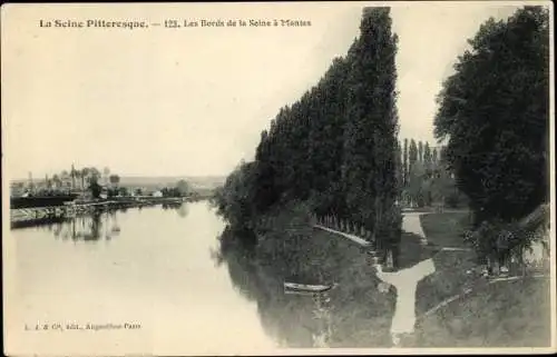 Ak Mantes Yvelines, Die Ufer der Seine