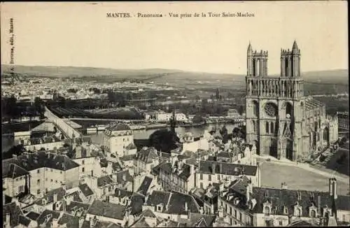 Ak Mantes Yvelines, Blick vom Turm Saint-Maclou