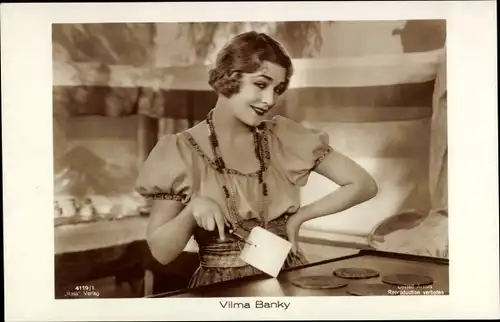Ak Schauspielerin Vilma Banky, Portrait, Filmszene