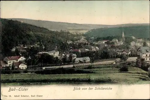 Ak Bad Elster im Vogtland, Stadtpanorama von der Schillereiche gesehen