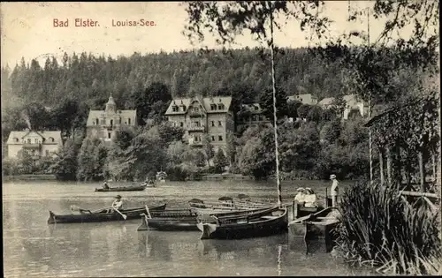 Ak Bad Elster im Vogtland, Louisa-See, Ruderboote