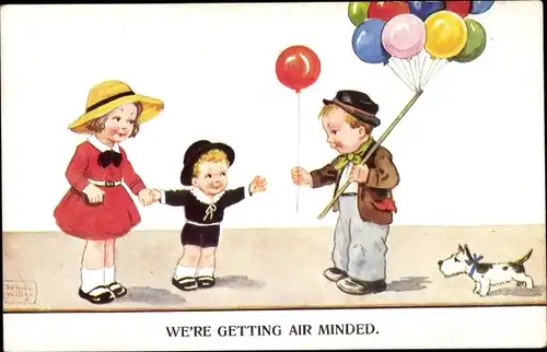 Künstler Ak Wills, John, Kinder, Luftballon-Verkäufer