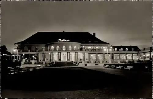 Ak Ostseebad Travemünde Lübeck, Casino bei Nacht