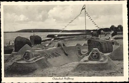 Ak Haffkrug Scharbeutz Ostholstein, Strand, Sandfiguren