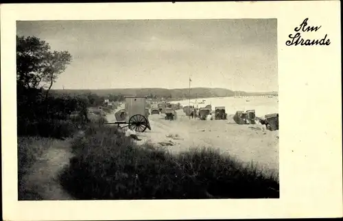 Ak Ostseebad Timmendorfer Strand, Badewagen am Strand