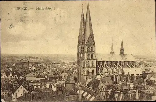 Ak Lübeck, Marienkirche, Totalansicht