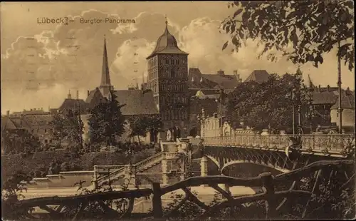 Ak Lübeck, Burgtor, Panorama