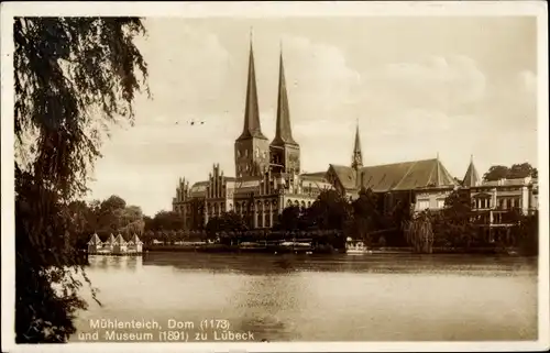 Ak Lübeck, Mühlenteich, Dom, Museum