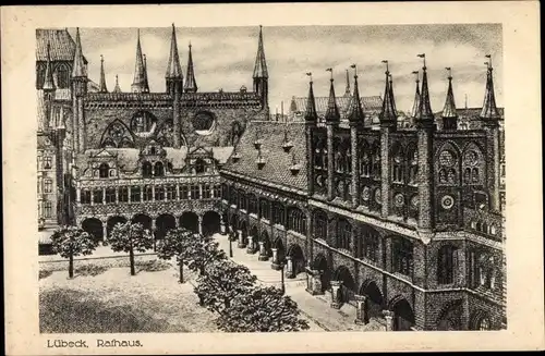 Ak Hansestadt Lübeck, Rathaus