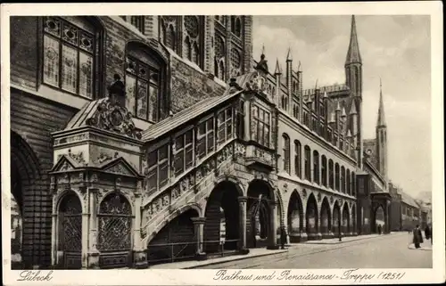 Ak Lübeck, Rathaus, Renaissancetreppe