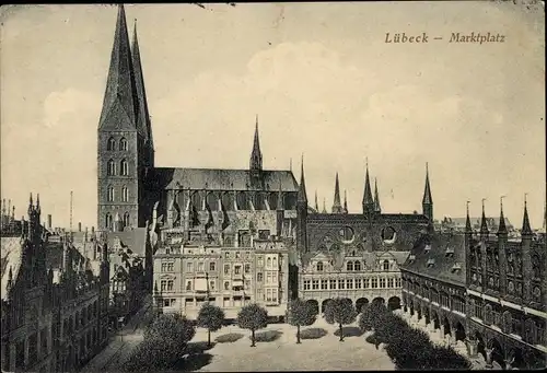 Ak Hansestadt Lübeck, Marktplatz