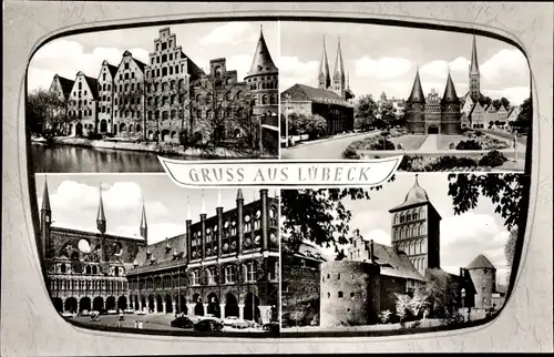 Ak Lübeck, Holstentor, Marktplatz, Rathaus, Salzspeicher