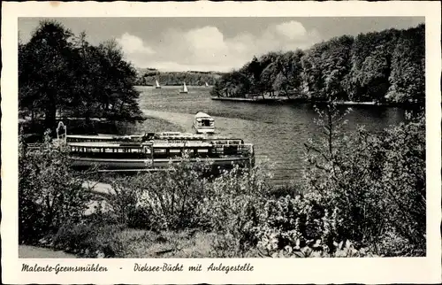 Ak Gremsmühlen Malente in Ostholstein, Dieksee, Anlegestelle, Schiffe