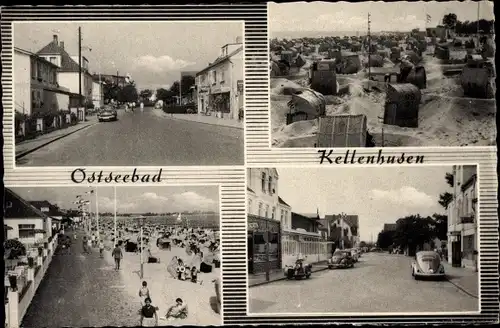 Ak Ostseebad Kellenhusen in Holstein, Promenade, Strand, Straße, VW Käfer