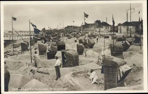 Ak Ostseebad Kellenhusen in Holstein, Strandleben, Strandkörbe, Badegäste