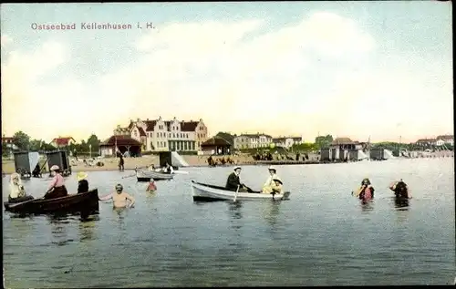 Ak Ostseebad Kellenhusen in Holstein, Strand, Ruderboote, Badegäste