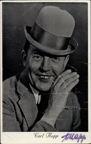 Ak Schauspieler und Kabarettist Carl Napp, Portrait, Autogramm