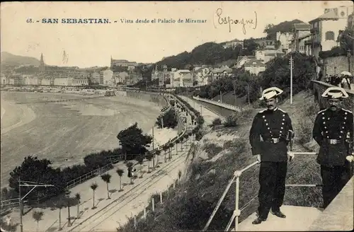 Ak Donostia San Sebastián Baskenland, Blick vom Miramar-Palast