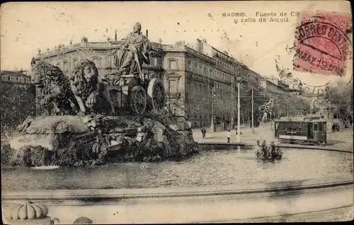 AK Madrid, Spanien, Calle de Alcala, Brunnen