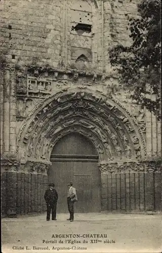 Ak Argenton Château Deux Sèvres, Portal der Kirche
