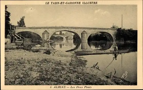 Ak Albias Tarn et Garonne, Les Deux Ponts