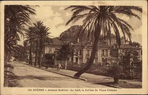 Ak Hyères les Palmiers Var, Avenue Godillot, Schloss