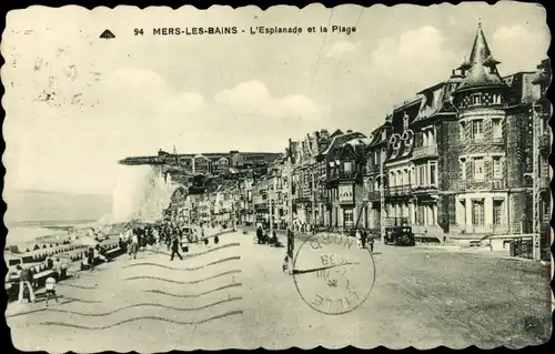 Ak Mers les Bains Somme, Die Esplanade, Der Strand