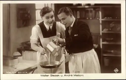 Ak Schauspieler Walter Slezak und André Mattoni, Fimszene