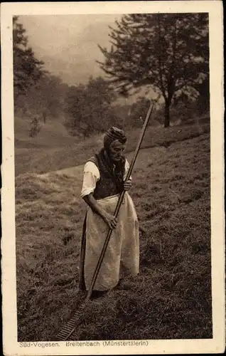 Ak Breitenbach Alsace Haut Rhin, Münstertälerin