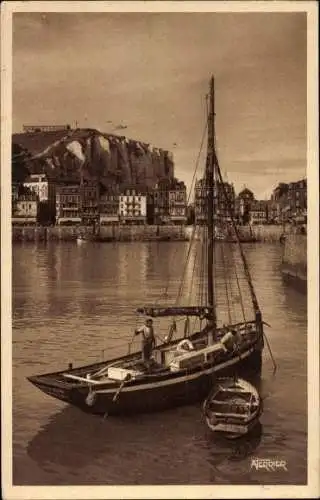 Ak Le Tréport Seine Maritime, Das Lotsenboot im Hafen