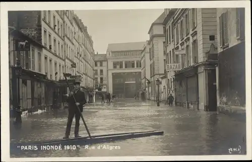 Ak Überschwemmungen in Paris 1910, Rue d'Aligres