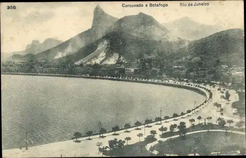 Ak Botafogo Rio de Janeiro Brasilien, Corcovado