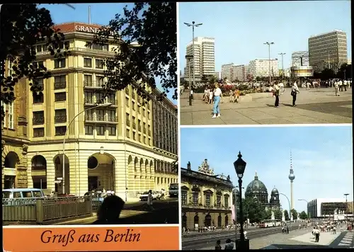 Ak Berlin Mitte, Grandhotel, Alexanderplatz, Unter den Linden, Fernsehturm