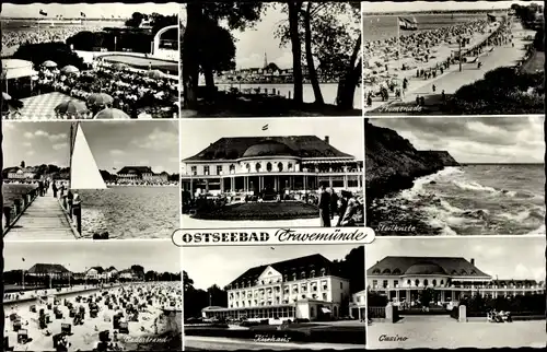 Ak Ostseebad Travemünde Lübeck, Casino, Kurhaus, Steilküste, Promenade, Badestrand