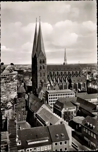 Ak Lübeck, St. Marienkirche, Blick vom Aussichtsturm St. Petri