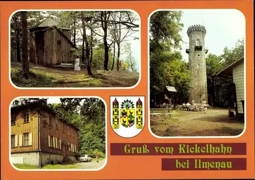 Ak Ilmenau in Thüringen, Kickelhahn, Goethehäuschen, Jagdhaus Gabelbach, Kickelhahnturm