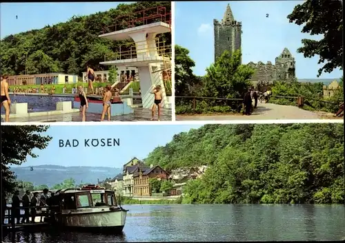 Ak Bad Kösen Naumburg an der Saale, Rudelsburg, Schwimmbad der Jugend, Dampferanlegestelle