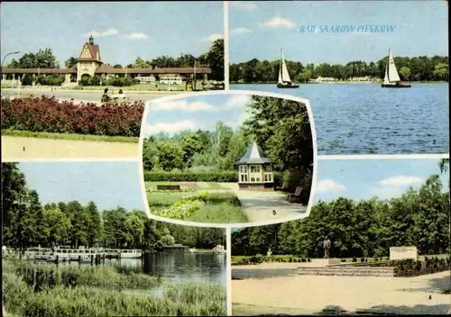 Ak Bad Saarow in der Mark, Johannes-R.-Becher-Platz, Scharmützelsee, Schiffanlegestelle, Denkmal