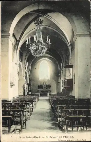 Ak Seine Port Seine et Marne, Innenraum der Kirche