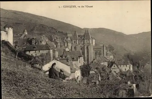 Ak Conques-Aveyron, Gesamtansicht