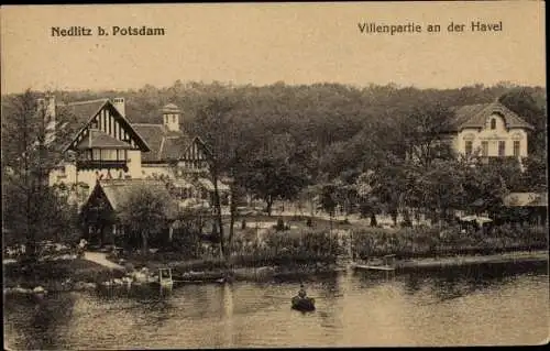 Ak Nedlitz Potsdam in Brandenburg, Villenpartie an der Havel, Restaurant Römerschanze